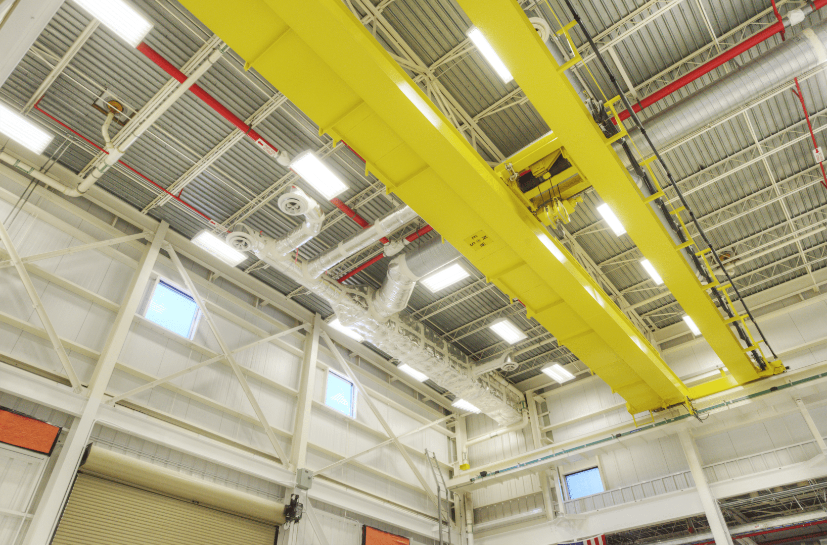 Warehouse ceiling with yellow beams