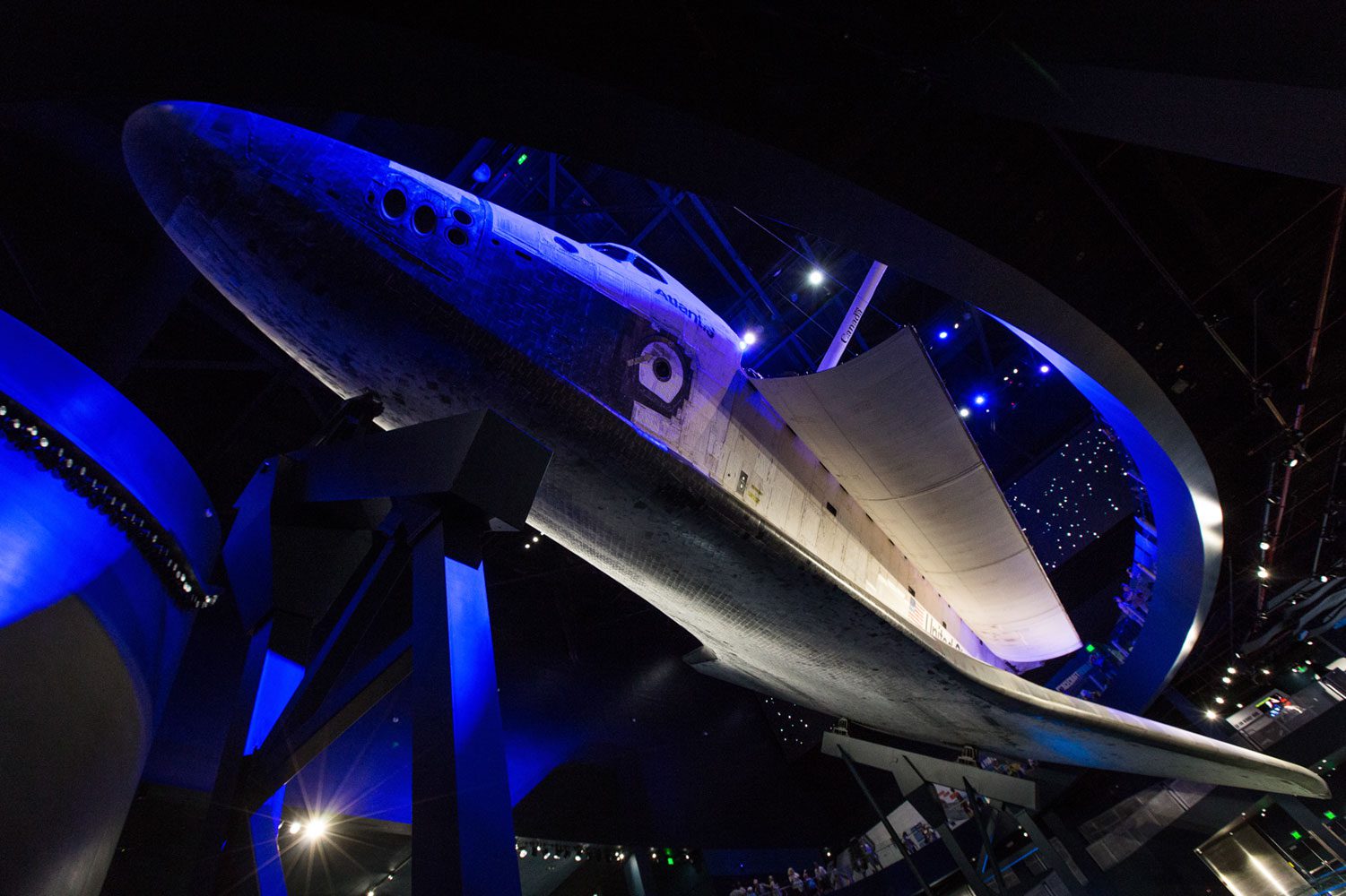 Space shuttle hanging in Atlantis attraction