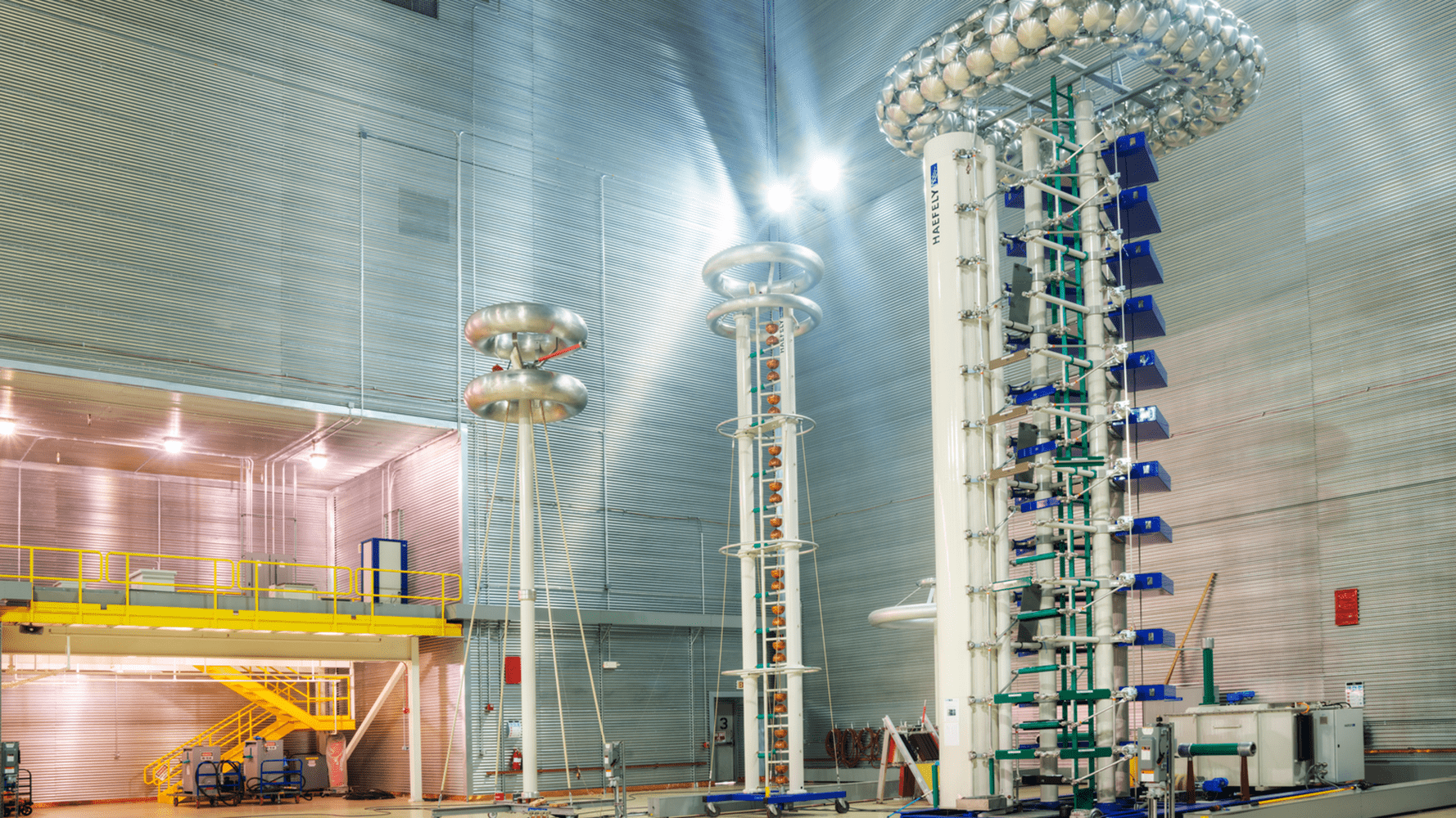 Interior of power plant with gray walls