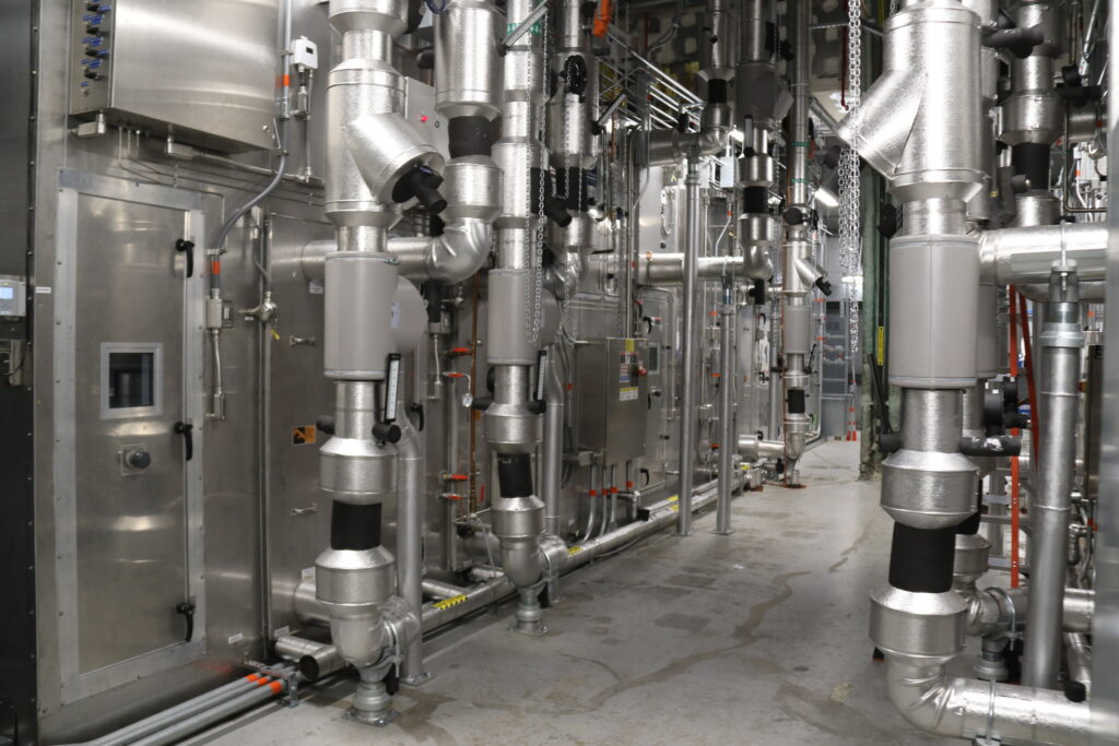 room full of metal pipes